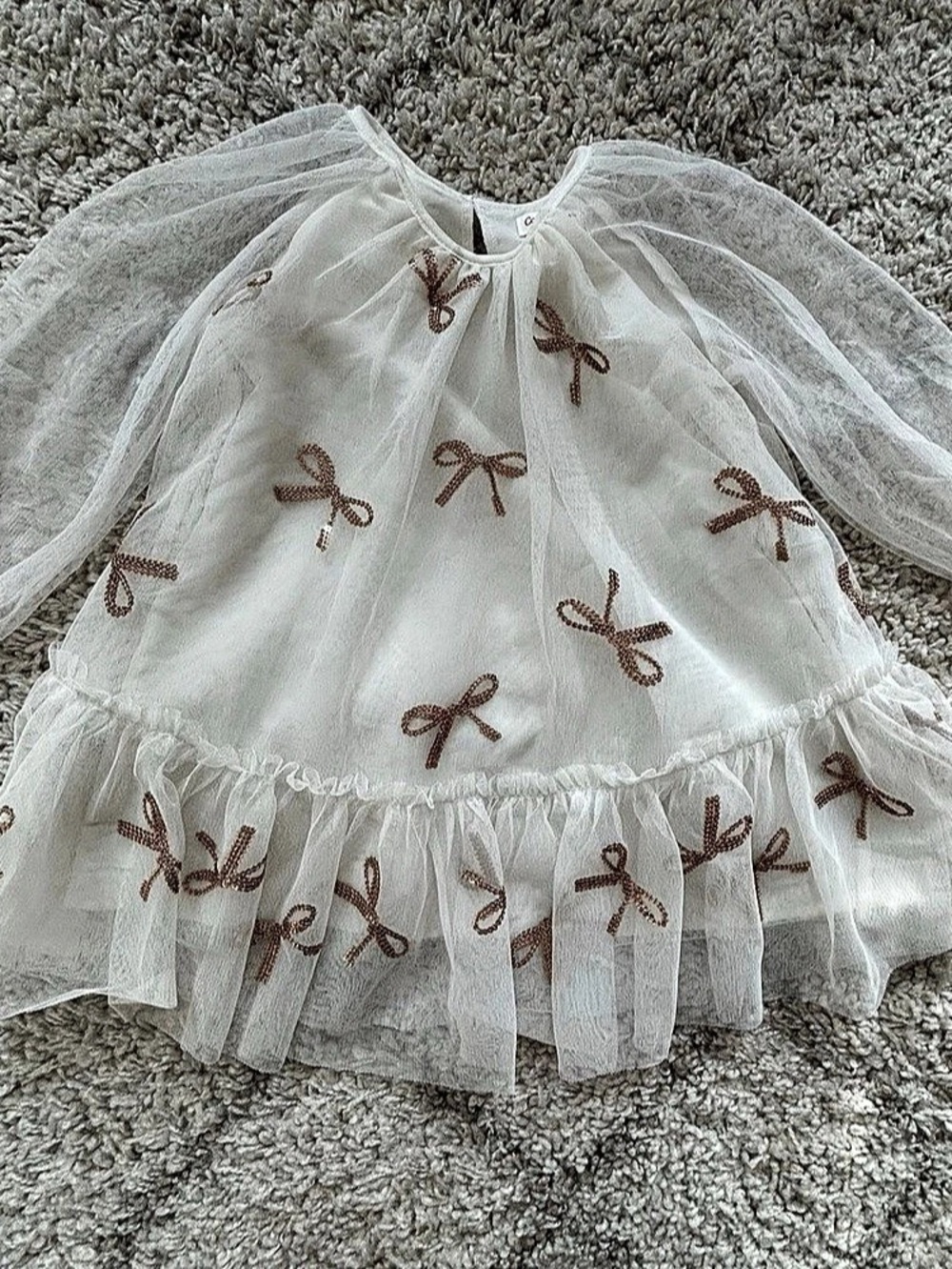 Cat & Jack Girls White Gold Bow Tulle Party Dress – 2T